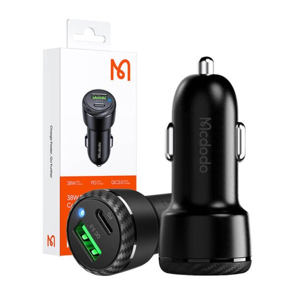 Mcdodo CC-5970 automobilinis įkroviklis, USB + USB-C 38W (juodas) - Image 3