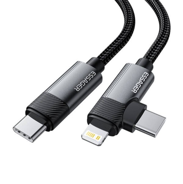 Essager EXCTTL-WL0G-P USB-C į lightning+USB-C 65W 1m kabelis (pilkas) - Image 2