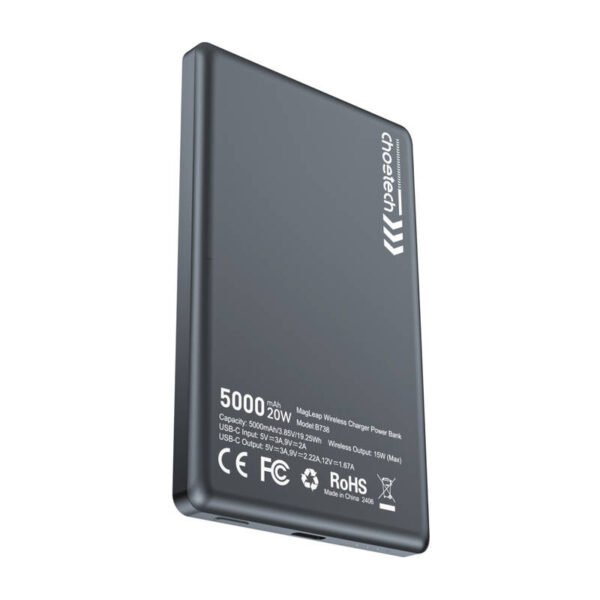 Choetech powerbank B738 5000mAh 20W PD plonas (juodas) - Image 2