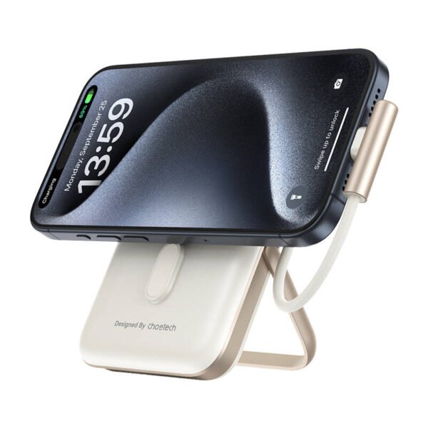Choetech B735 magnetinis powerbankas 10000mAh 20W PD + USB-C laidas (baltas) - Image 2