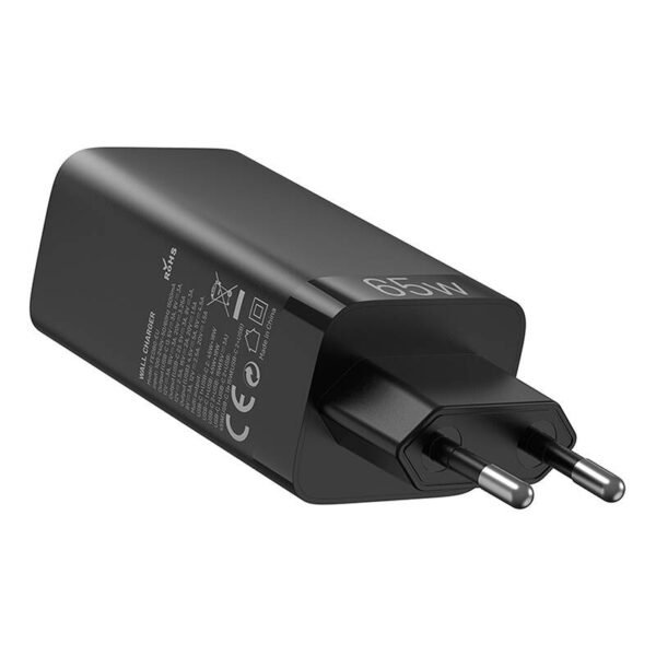 Vention FEDB0-EU 2xUSB-C 1xUSB-A 65W/30W/30W/30W GaN tinklo įkroviklis (juodas) - Image 2