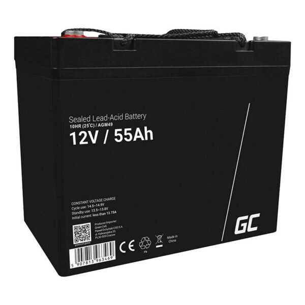 Maintenance-free AGM VRLA Green Cell AGM49 12V 55Ah Battery (for lawnmower