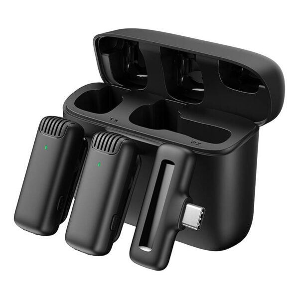 Mikrofonas su įkrovimo dėklu Apexel APL-MIC008 Type-C, 2 vnt. - Image 3