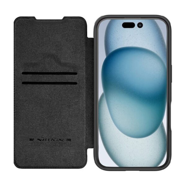Etui Nillkin Qin Prop Leather iPhone 16 (juodas) - Image 4