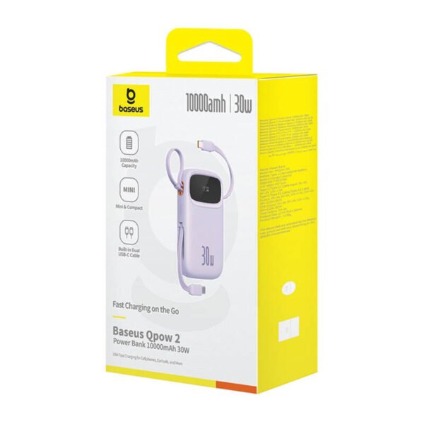 Baseus QPow 2 10000mAh 30W 2xUSB-C powerbank (violetinis) - Image 7
