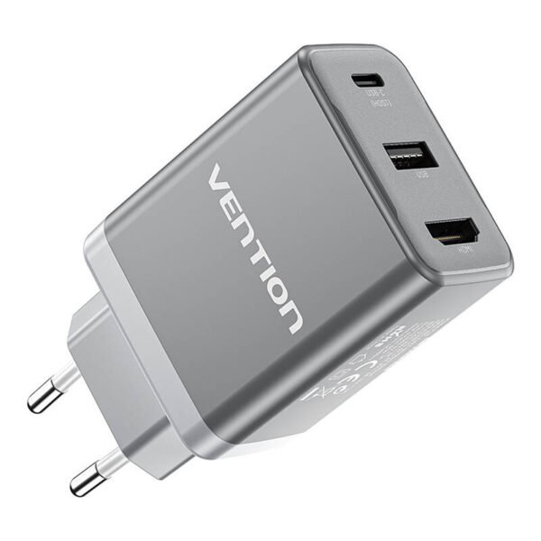 Vention FJAH0-EU USB(C+A)+HDMI GaN tinklo įkroviklis (60W/5W/4K@60Hz) (pilkas) - Image 2