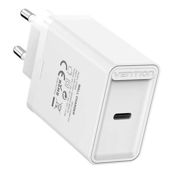Vention FAIW0-EU USB-C 30W sieninis įkroviklis (baltas) - Image 2
