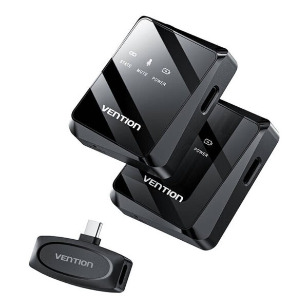 Belaidis mikrofonas x2 Vention NCBB0 USB-C (juodas) - Image 2