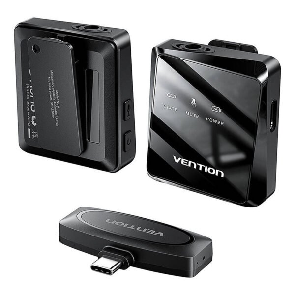 Belaidis mikrofonas x2 Vention NCBB0 USB-C (juodas) - Image 3