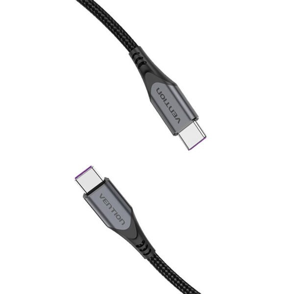 USB-C į USB-C 100W Vention TAHHF 5A 1m USB 3.1 Gen2 4k kabelis (pilkas) - Image 3