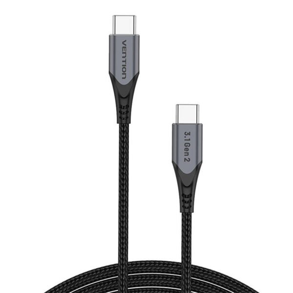 USB-C į USB-C 100W Vention TAHHF 5A 1m USB 3.1 Gen2 4k kabelis (pilkas) - Image 4