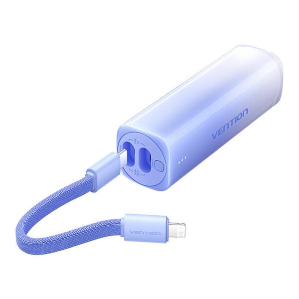 Powerbank 5000mAh Vention FHWL0 20W + kabelis USB-C iki Lightning (rožinis) - Image 2