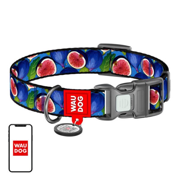 Waudog "Fig" nylon dog collar with QR code