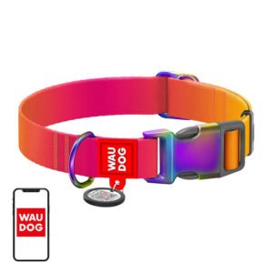 Nylon collar with QR code for Waudog gradient dog