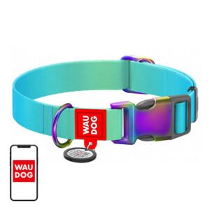 Nylon collar with QR code for Waudog gradient dog