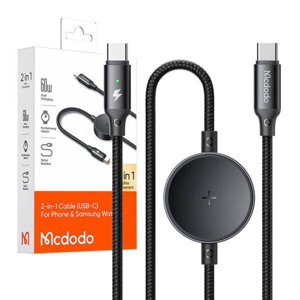 Mcdodo CA-4170 2-in-1 USB-C kabelis + Samsung Watch belaidis įkroviklis, 60 W, 1,5 m - Image 4