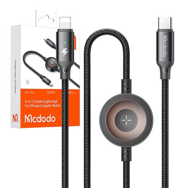 Mcdodo CA-5680 2-in-1 USB-C ir Lightning kabelis + Apple Watch įkroviklis, 36 W, 1,5 m - Image 4