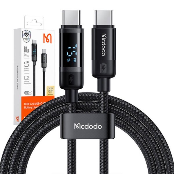 Mcdodo CA-5780 USB-C į USB-C 60W duomenų perdavimo kabelis 1,2 m (juodas) - Image 4