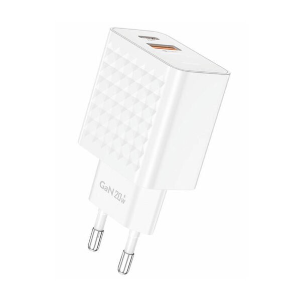 Foneng EU42 USB-C+USB-A 20W maitinimo įkroviklis + USB-C - USB-C kabelis (baltas) - Image 2
