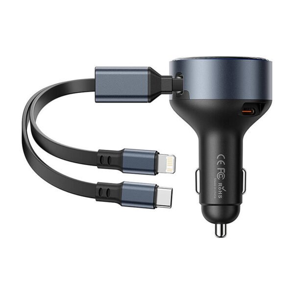 Vention FFOB0 USB-C automobilinis įkroviklis + USB-C/Lightning 30W kabelis - Image 2
