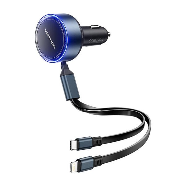 Vention FFOB0 USB-C automobilinis įkroviklis + USB-C/Lightning 30W kabelis - Image 3