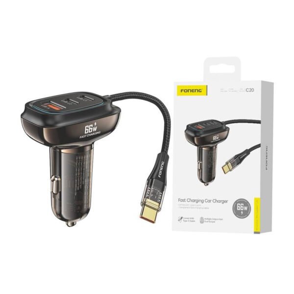 Foneng C20 A+C+C 66W automobilinis įkroviklis su 3 prievadais - Image 2