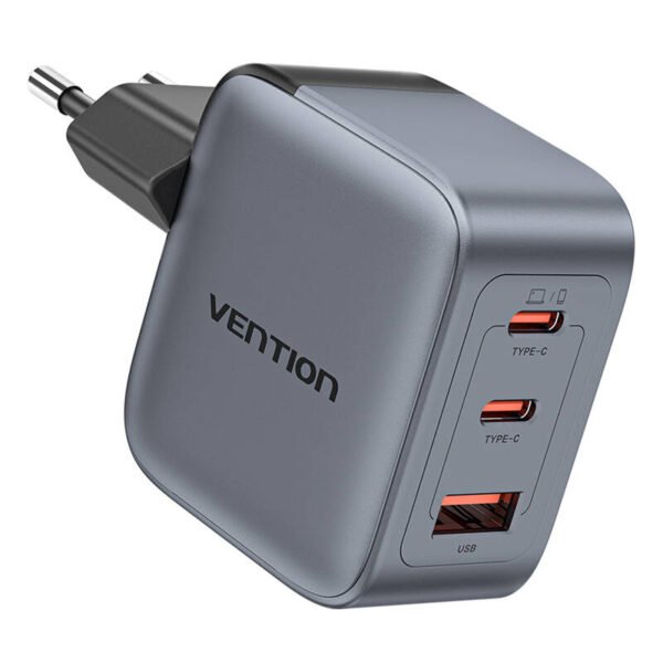 GaN Vention USB-C+C+A 70W įkroviklis (pilkas) - Image 2