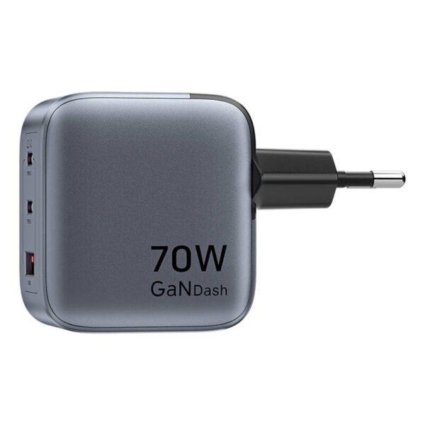 GaN Vention USB-C+C+A 70W įkroviklis (pilkas) - Image 3