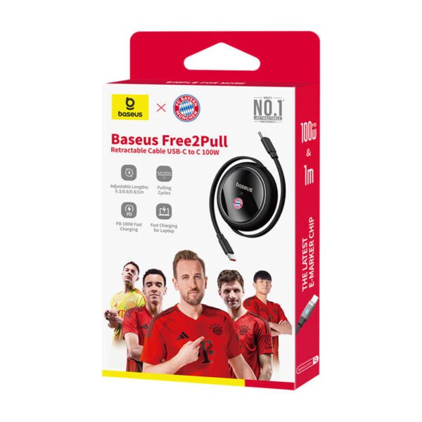 Baseus USB-C į USB-C 100W įkrovimo kabelis (juodas) Bayern Edition - Image 5