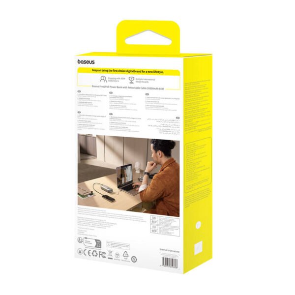 Powerbank Baseus OS Free2Pull 20000mAh 65W + laidas (pilkas) - Image 8