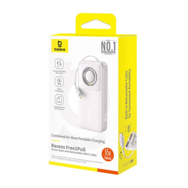 Powerbank Baseus OS Free2Pull 20000mAh 65W + laidas (pilkas) - Image 7