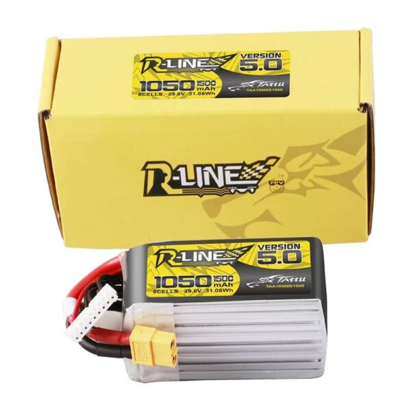Lipo Tattu R-Line Version 5.0 1050mAh 29.6V 8S 150C baterija su XT60 jungtimi - Image 5