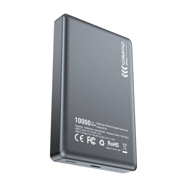 Choetech powerbank B739 10000mAh 20W PD plonas (juodas) - Image 2