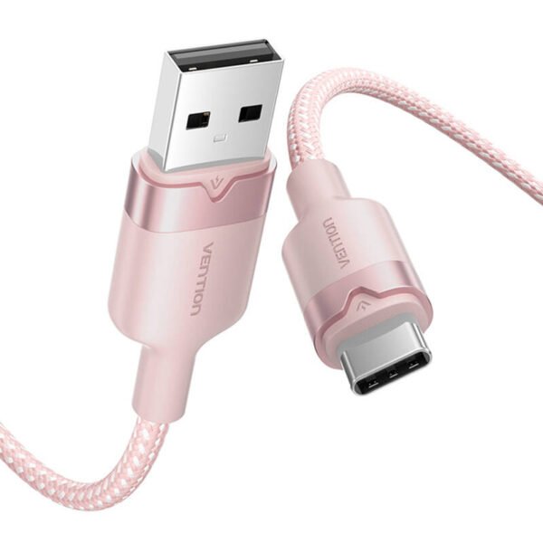 USB 2.0 A į USB-C 3A kabelis Vention CTNPH 2M (rožinis) - Image 2