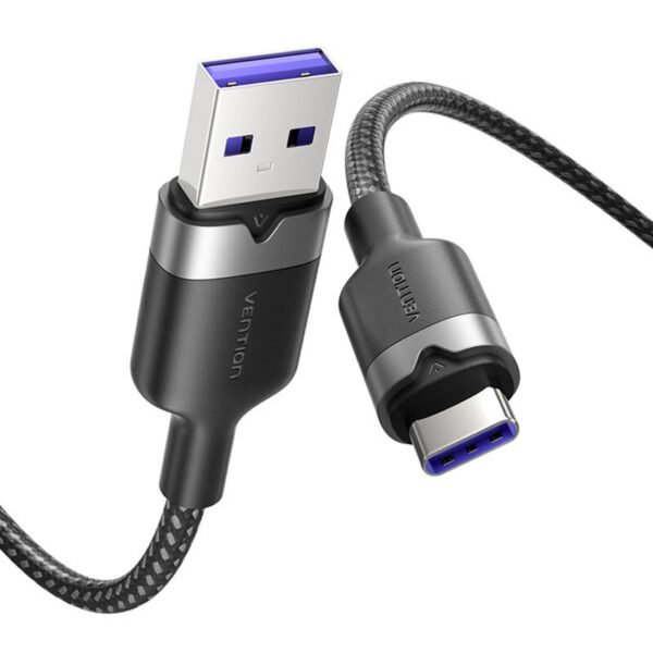 USB 2.0 A į USB-C 6A Vention CTOBF 1M kabelis (juodas) - Image 2