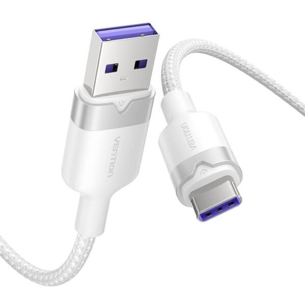 USB 2.0 A į USB-C 6A Vention CTOWH 2M kabelis (baltas) - Image 2