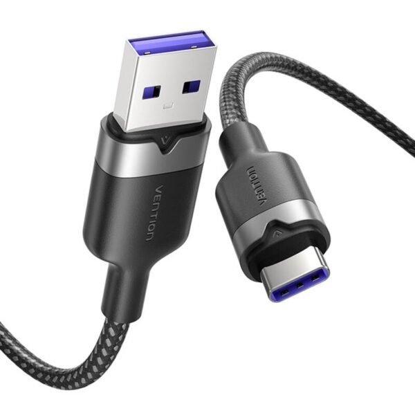 USB 2.0 A į USB-C 6A Vention CTOBH 2M kabelis (juodas) - Image 2