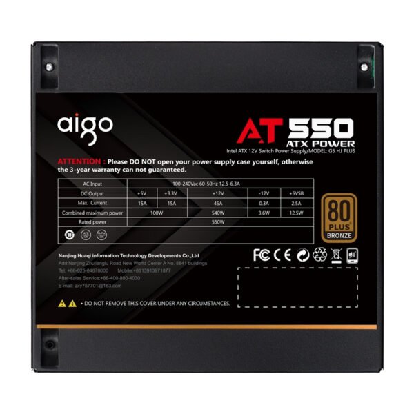 Aigo AT750 kompiuterio maitinimo šaltinis (juodas) - Image 8