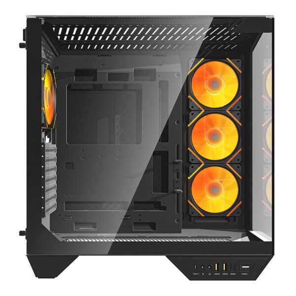 Darkflash DY470 kompiuterio korpusas (juodas) + 4 ventiliatoriai + GPU laikiklis - Image 2