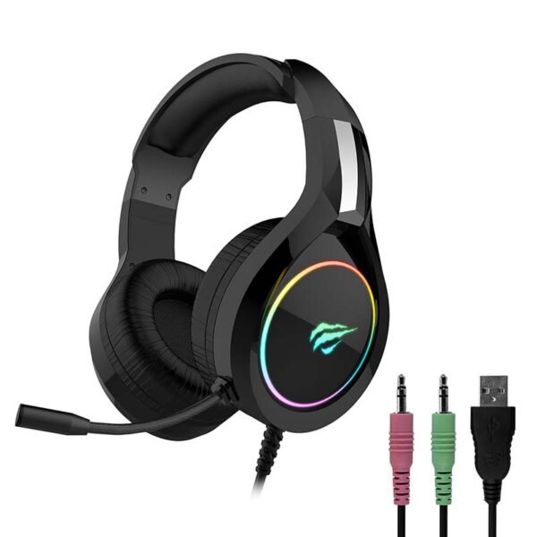 Žaidimų ausinės Havit GAMENOTE H2232D RGB USB+3.5mm - Image 2