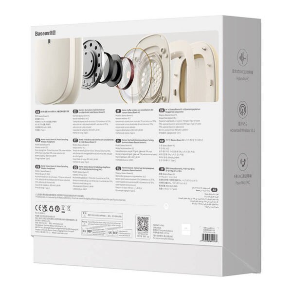 Belaidės ausinės Baseus Bowie H1 Bluetooth 5.2, ANC (baltos) - Image 10