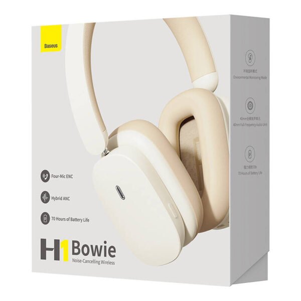 Belaidės ausinės Baseus Bowie H1 Bluetooth 5.2, ANC (baltos) - Image 9