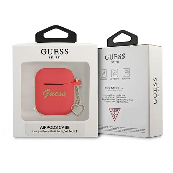 Guess GUA2LSCHSR AirPods dėklas raudonas/raudonas Silicone Charm Heart Collection - Image 3