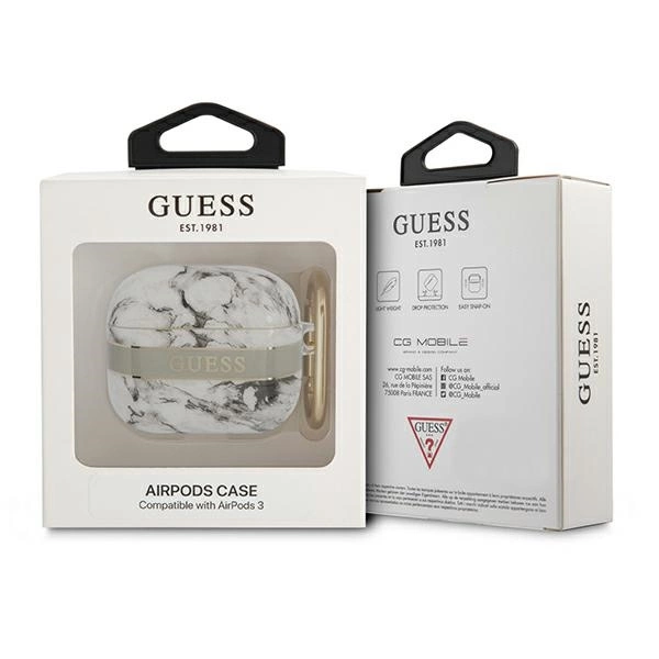 Guess GUA3HCHMAG AirPods 3 dėklas pilkas/pilkas Marble Strap Collection - Image 3