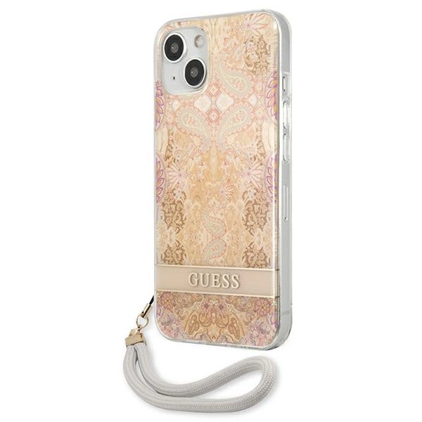 Guess GUHCP13SHFLSD iPhone 13 mini 5.4'' auksinis/auksinis hardcase Flower Strap - Image 2