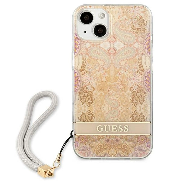 Guess GUHCP13SHFLSD iPhone 13 mini 5.4'' auksinis/auksinis hardcase Flower Strap - Image 3