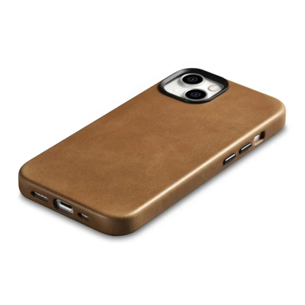 iCarer Oil Wax Premium Leather dėklas magnetinis odinis iPhone 14 dėklas su MagSafe rudas (WMI14220701-TN) - Image 8