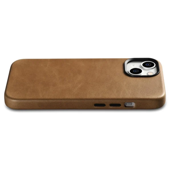 iCarer Oil Wax Premium Leather dėklas magnetinis odinis iPhone 14 dėklas su MagSafe rudas (WMI14220701-TN) - Image 9