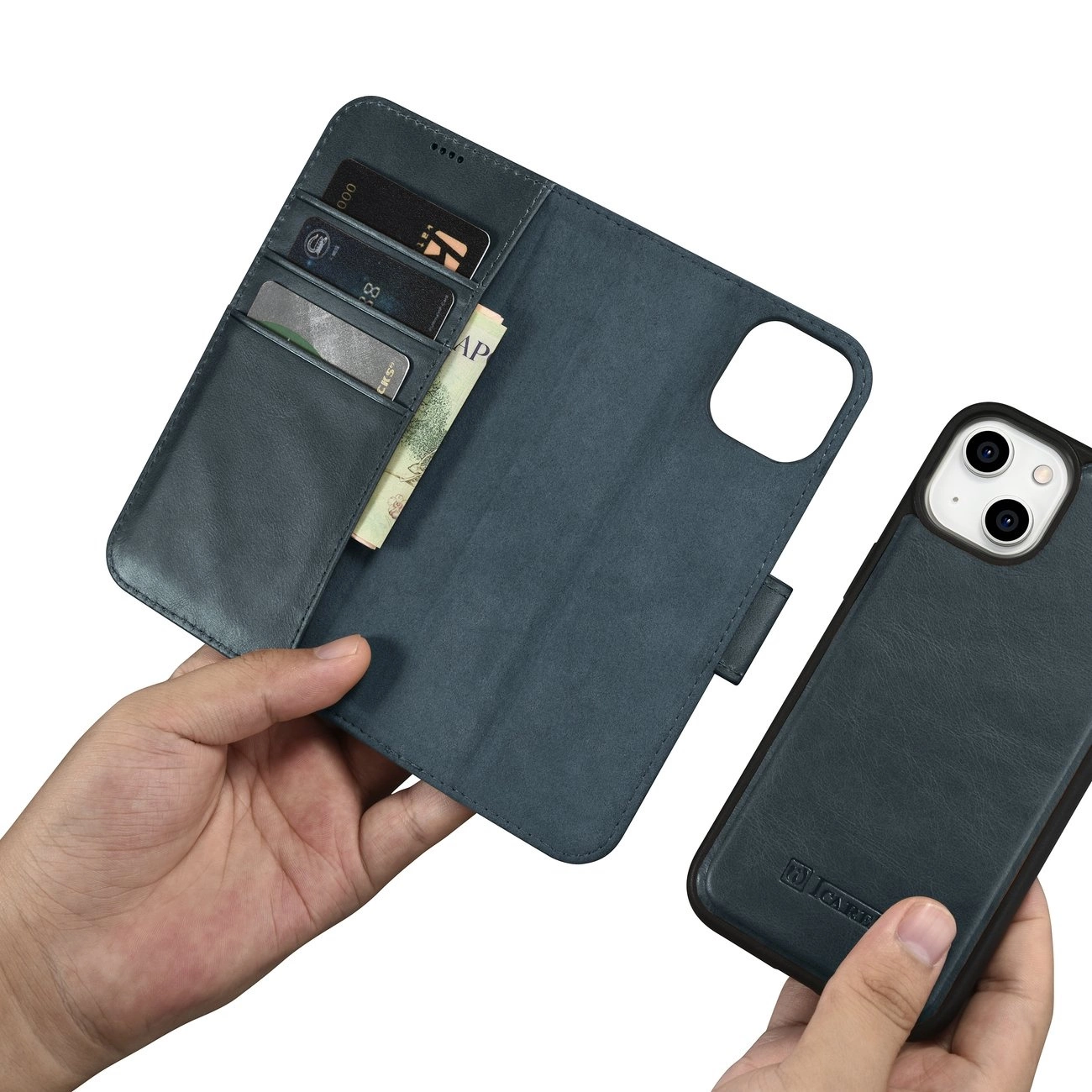 iCarer Oil Wax piniginės tipo dėklas 2in1 iPhone 14 Plus, odinis flip dėklas, Anti-RFID, mėlynas (WMI14220723-BU) - Image 13