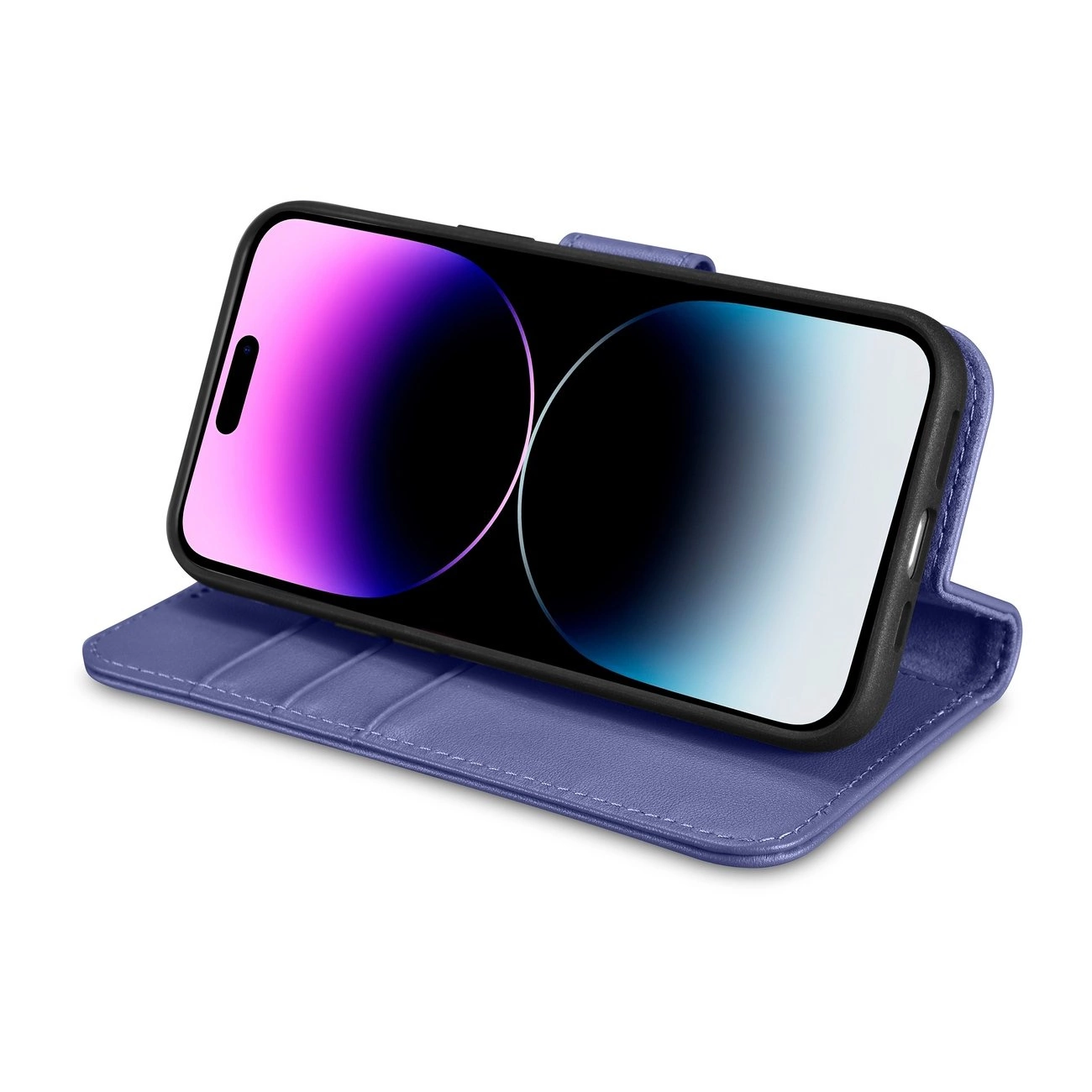 iCarer piniginės tipo dėklas 2in1 iPhone 14 Pro Max, odinis flip dėklas, Anti-RFID, šviesiai violetinis (WMI14220728-LP) - Image 9